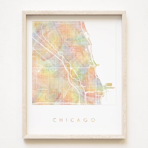 Mapa del arco iris del Orgullo de CHICAGO Mapa de lavado de acuarela Impresión Queer City Block Plan (Impresión artística) Illinois Graduación Aniversario de bodas Regalo Viaje