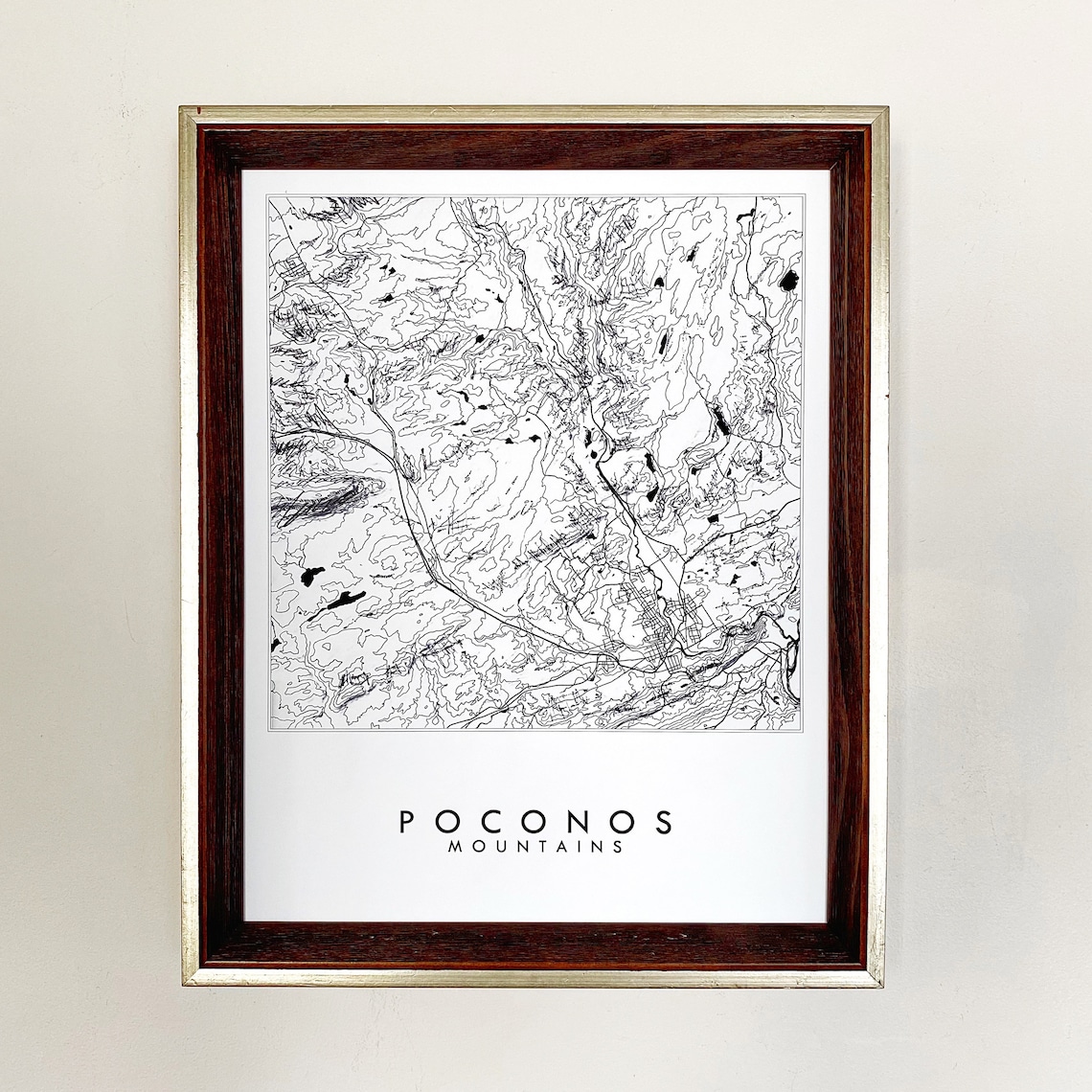 POCONOS Mountains Hand Drawn Map Street Map Pennsylvania - Etsy