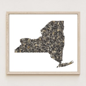 NEW YORK State kaart stedelijke stof aquarel textuur schilderij USA (Art Print) kaart muur afstuderen bruiloft verjaardag makelaar bewegende geschenk