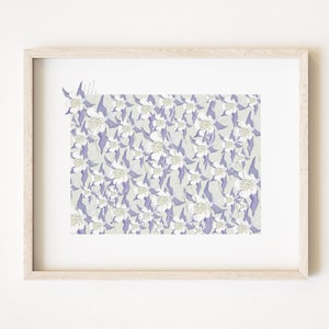 COLORADO staat bloemenkaart aquarel Rocky Mountain Columbine (Art Print) kaart muur afstuderen bruiloft makelaar verhuizen cadeau westelijke VS