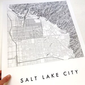 SALT LAKE CITY Map Hand Drawn Street Map Utah City Map Topographic ...
