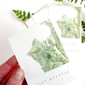 WEST SEATTLE Farne Aquarell Karte STICKER Washington Alki Admiral Laptop Wasserflasche Hochzeit Gunsten Swag Makler Umzug Reise Geschenkkorb