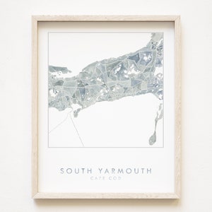 CAPE COD Hyannis Yarmouth Dennis Karte Handgemalte Aquarell Druck Massachusetts Landkarte Karte Hochzeit Realtor Geschenk Urlaub Haus