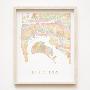 SAN DIEGO Orgullo Arco Iris Mapa Acuarela Lavado Mapa Imprimir City Block Plan (Impresión de arte) California Graduación Boda Local Realtor Regalo Viaje