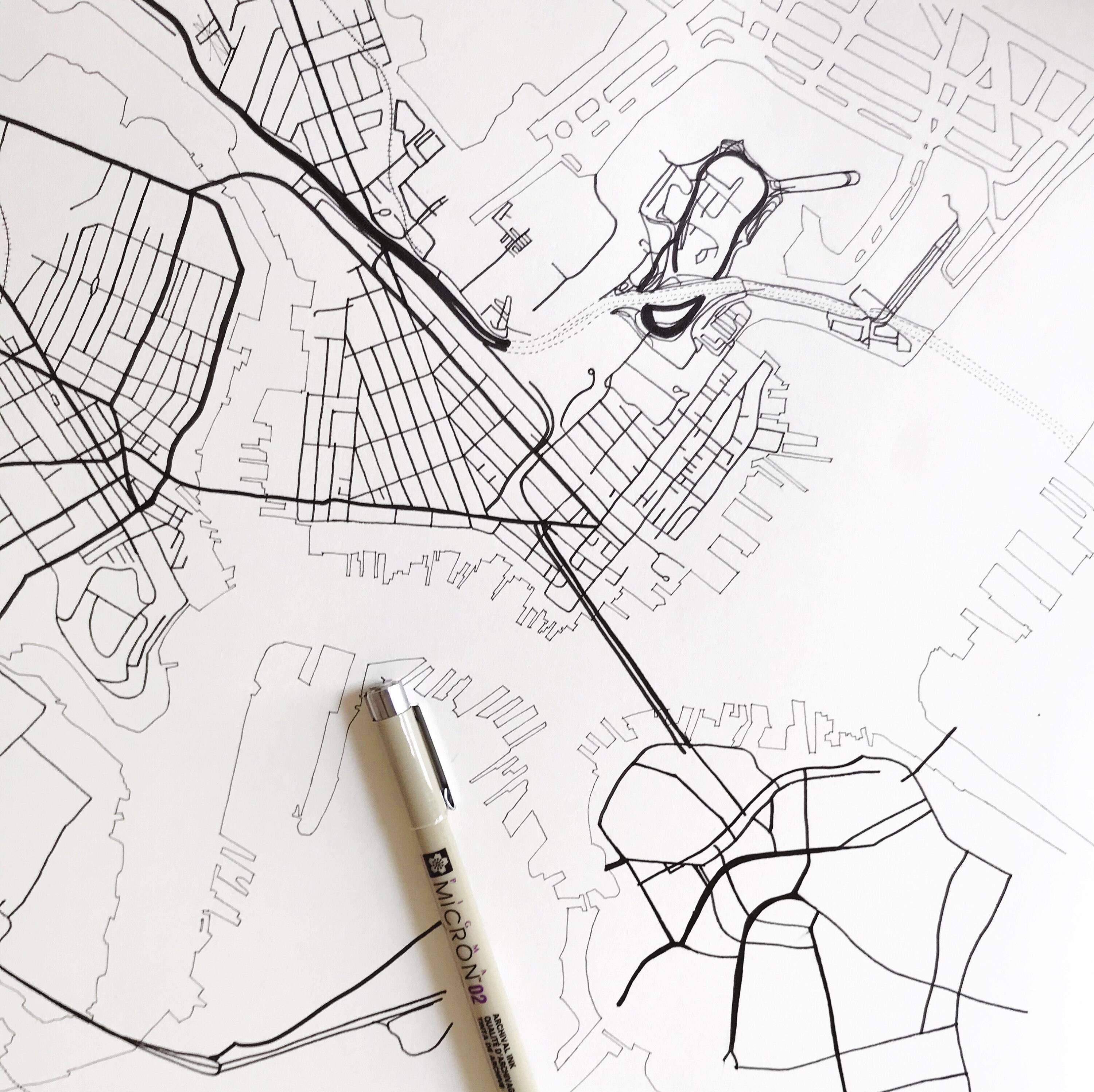 Greater BOSTON Map Street Map MASSACHUSETTS City Map Drawing | Etsy