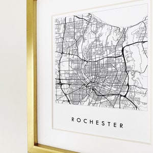 ROCHESTER Street Map NEW YORK City Map Drawing Black and White (art ...