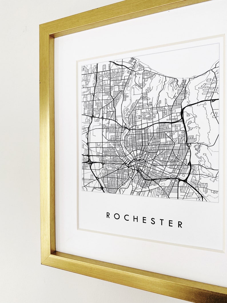ROCHESTER Street Map NEW YORK City Map Drawing Black and White (art ...