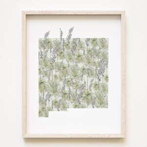 NEW MEXICO staat bloem kaart aquarel Yucca bloem (Art Print) kaart muur afstuderen bruiloft makelaar verhuiscadeau bloemen kaart Wildflower