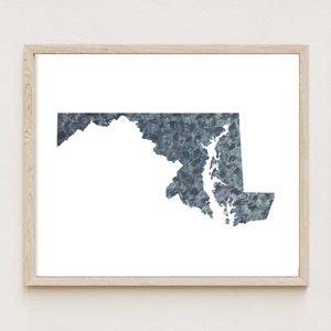 MARYLAND État carte tissu urbain aquarelle texture peinture (impression d'art) carte murale remise des diplômes anniversaire de mariage agent immobilier cadeau de déménagement