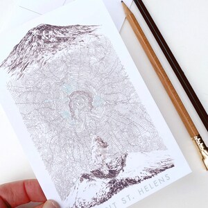 MOUNT St. HELENS topografische bergkaart standaard ANSICHTKAART PnW bruiloft gunst swag reis cadeau penvriend Nationaal Park Postcrosser briefpapier