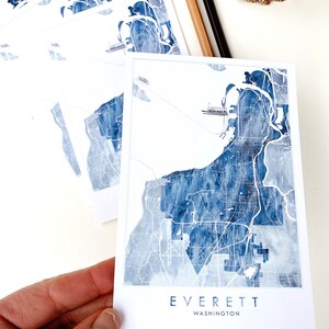 EVERETT Washington Aquarell Karte Standard POSTKARTE Makler Umzug Geschenk Hochzeitsbevorzugung PnW Puget Sound Ferry Briefpapier Postcrosser