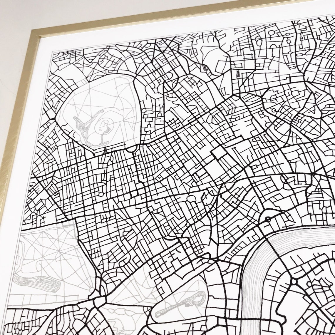 MAPA DE LONDRES Dibujado a mano Mapa de calles INGLATERRA Mapa | Etsy