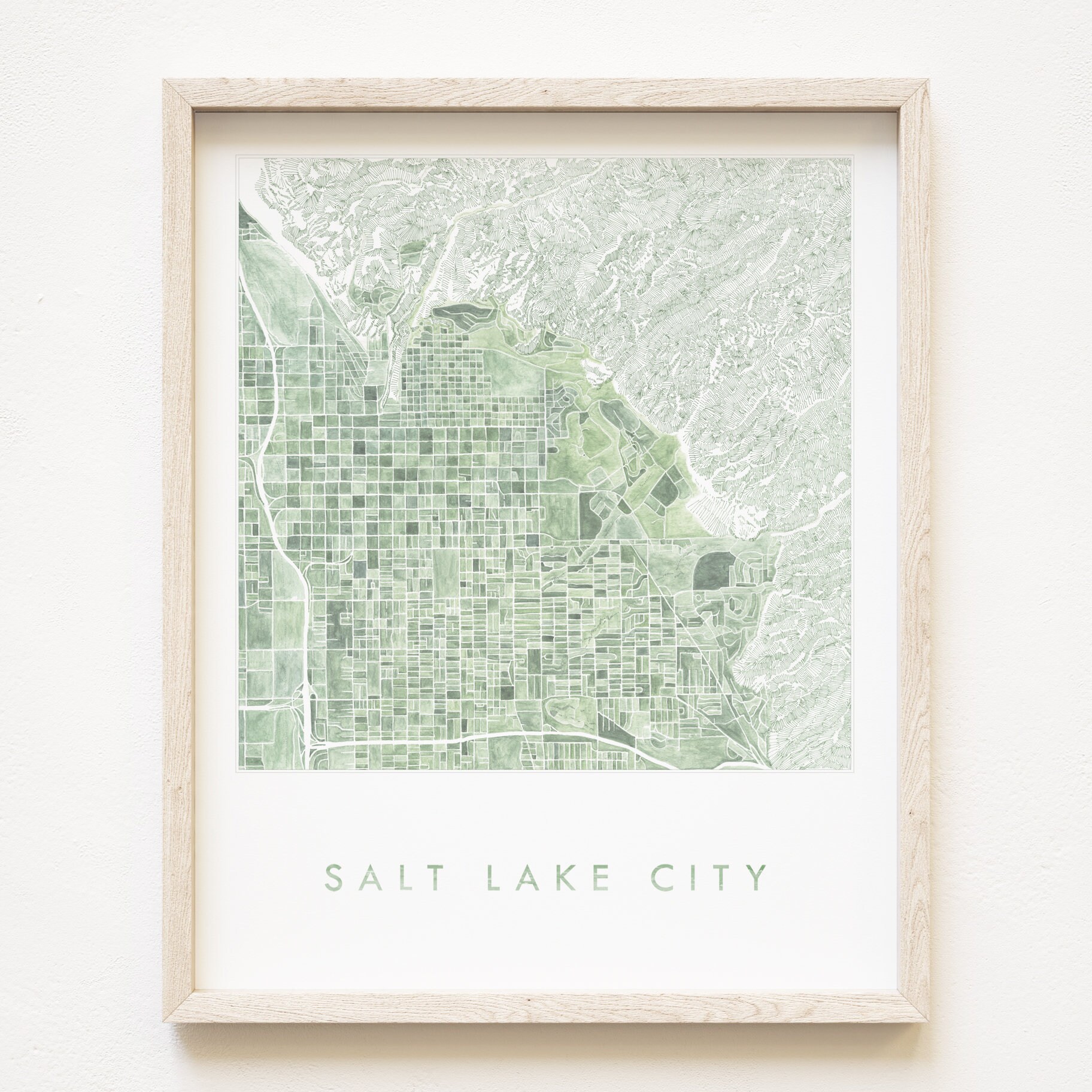 SALT LAKE CITY Map Watercolor Print Utah City Block Plan (Art Print) Anniversary Wedding University of Utah Graduation Gift Wasatch Ensign