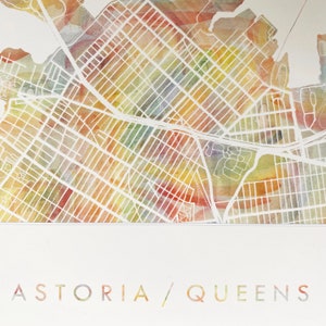 ASTORIA QUEENS Pride Rainbow Map Watercolor Wash Map Print City Block ...