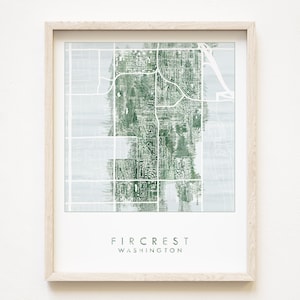 FIRCREST Karte Tannenwald Landschaft WASHINGTON (Kunstdruck) Karte Wanddeko Wanddeko Wanddeko Wanddeko Karte Tannenwald