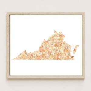 VIRGINIA State Map Urban Fabric Watercolor Texture Painting Art Print Map Wall Graduation Wedding Anniversary Realtor Moving Gift Earth