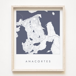 ANACORTES Map Street Map WASHINGTON Stadt Karte Zeichnung Blueprint Style (Kunstdruck) Home Geschenk Puget Sound Ferry Ferienobjekt Dekor Fidalgo