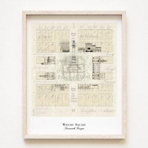 WRIGHT Square SAVANNAH Mapa No. 4 (Impresión de arte) Mapa histórico de la ciudad Arquitectura Savannah Boda Graduación Agente inmobiliario Regalo de aniversario Georgia