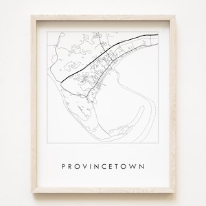 PROVINCETOWN Massachusetts Landkarte Landkarte Zeichnung Schwarz Weiß (Kunst Druck) Hochzeitstag Urlaub Housewarming Geschenk Cape Cod Dekor