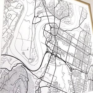 CHATTANOOGA Map Street Map TENNESSEE City Map Drawing Black and White Art Print Wedding Anniversary Gift Wall Decor image 5