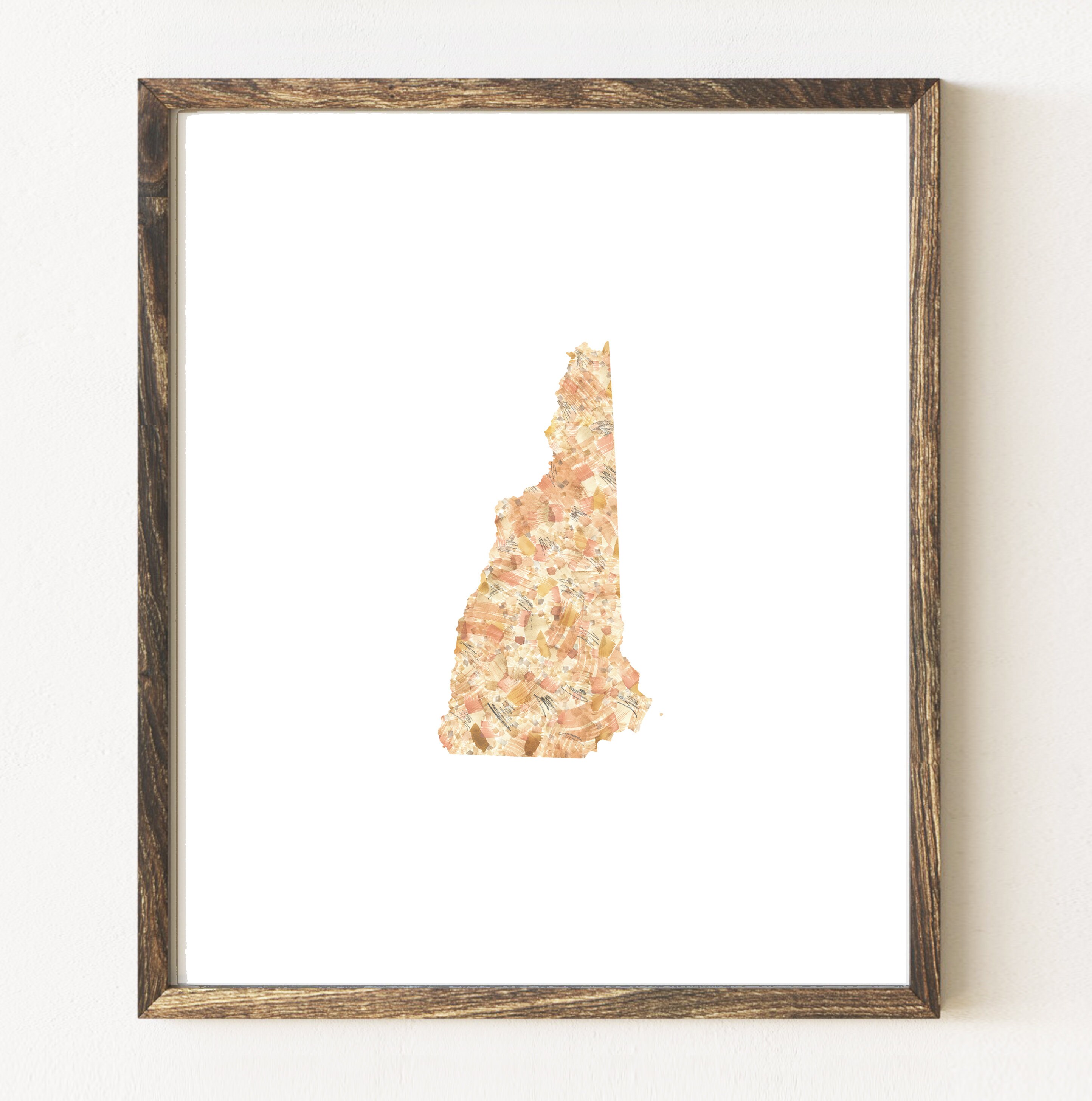 NEW HAMPSHIRE State Map Urban Fabric Watercolor Texture Painting USA ...