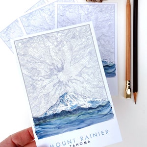 MOUNT RAINIER Tahoma topografische bergkaart standaard ANSICHTKAART Seattle Tacoma bruiloft gunst Swag PnW reiscadeau penvriend National Park