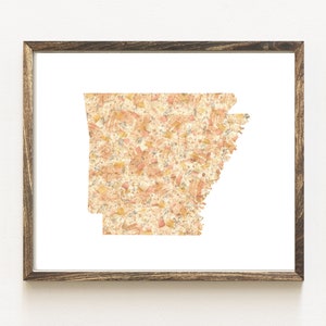 ARKANSAS État carte tissu urbain aquarelle Texture peinture USA (impression d'art) carte murale remise des diplômes anniversaire de mariage agent immobilier cadeau