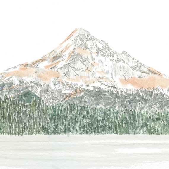 Mount Hood MOUNTAIN Abstract Painting OREGON (Art Print)