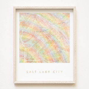 Mapa del arco iris del orgullo de SALT LAKE CITY Mapa de lavado de acuarela Imprimir Plan de bloque de la ciudad (Impresión artística) Graduación de la Universidad de Utah Aniversario de bodas Agente inmobiliario