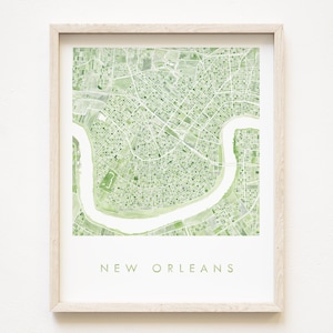 NEW ORLEANS Karte Aquarell Druck LOUISIANA Stadtplan (Kunstdruck) Hochzeitsgeschenk Geschenk NoLa Mardi Gras Makler Geschenk