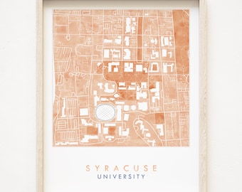 SYRACUSE University Campus Watercolor Map (Art Print) Syracuse New York Town and Gown University Plan Graduation Gift Collegiate Decor