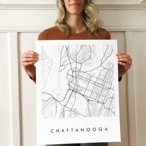 CHATTANOOGA Map Street Map TENNESSEE City Map Drawing Black and White Art Print Wedding Anniversary Gift Wall Decor image 8