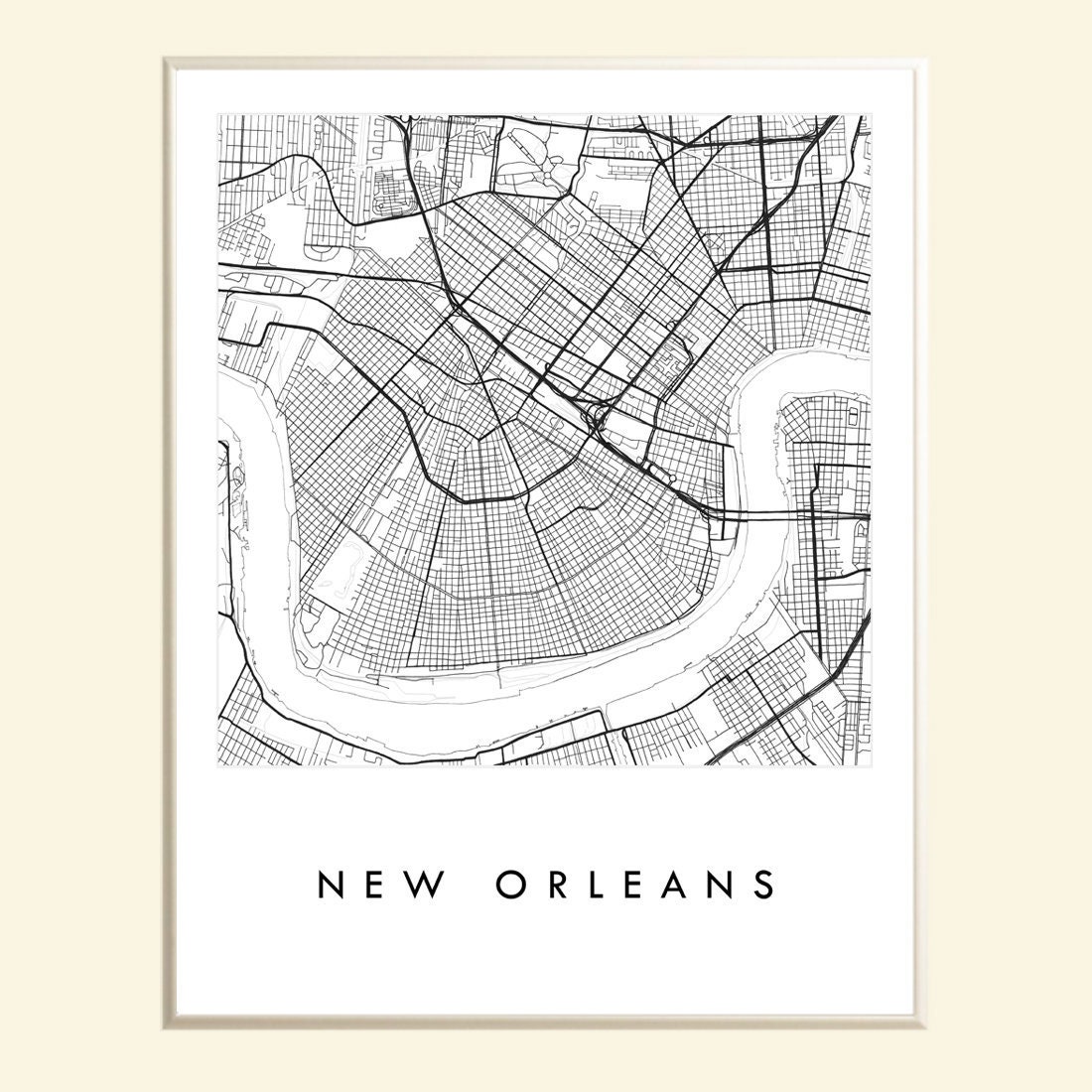 New Orleans City Map New Orleans Map Street Map Louisiana City Map Drawing Black | Etsy Canada