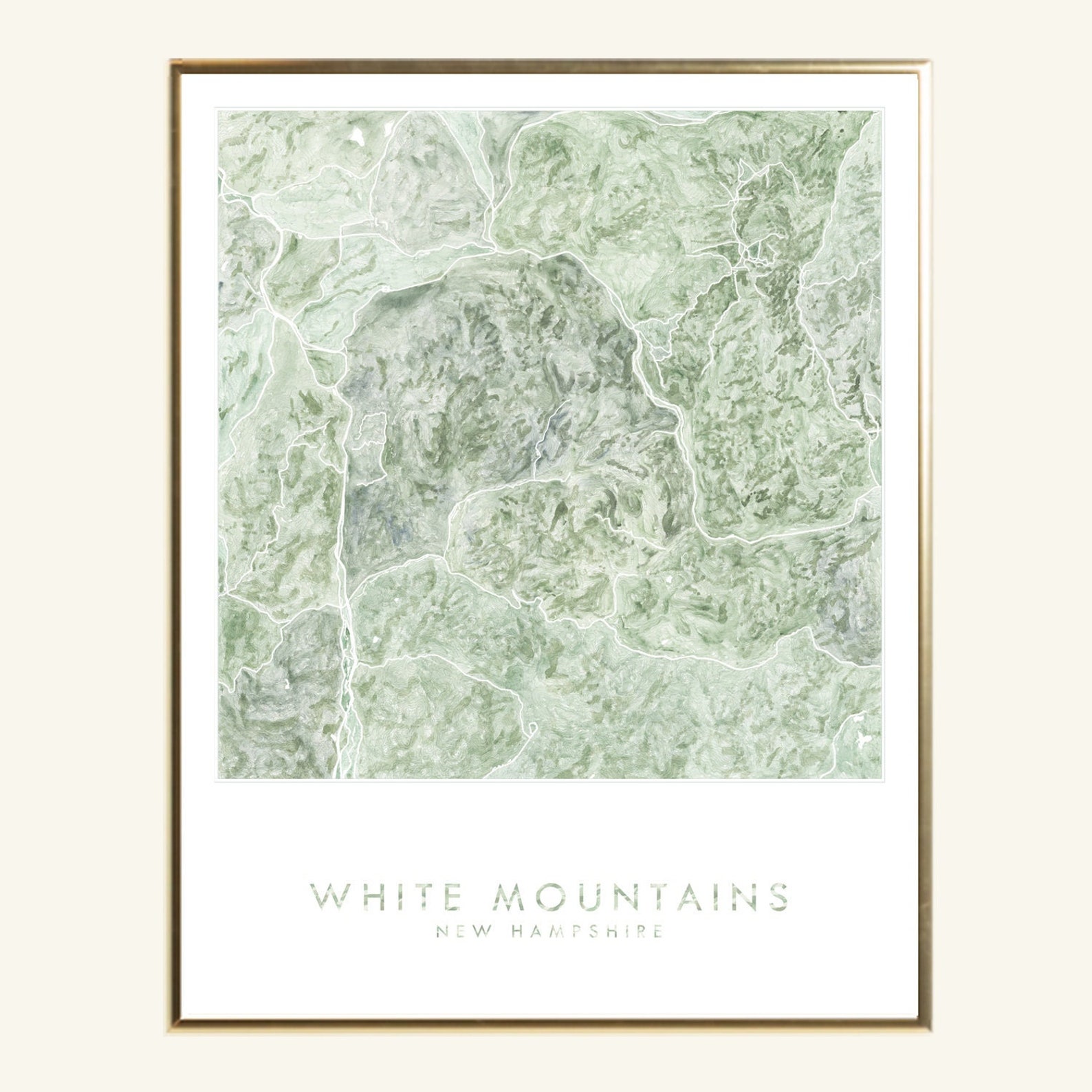 WHITE MOUNTAINS Map Topographical Watercolor art Print New | Etsy