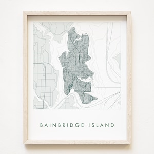 BAINBRIDGE Insel Karte Handgezeichnete Topographische WASHINGTON Bathymetrische Karte Zeichnung (Kunstdruck) Salish Sea Puget Sound Hochzeitsreise Karte Wand