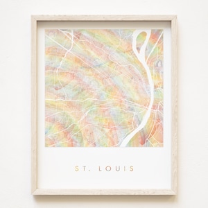 ST LOUIS Orgullo Arco Iris Mapa Acuarela Lavado Mapa Imprimir City Block Plan (Impresión de arte) Missouri Washington U Graduación Boda Realtor Regalo