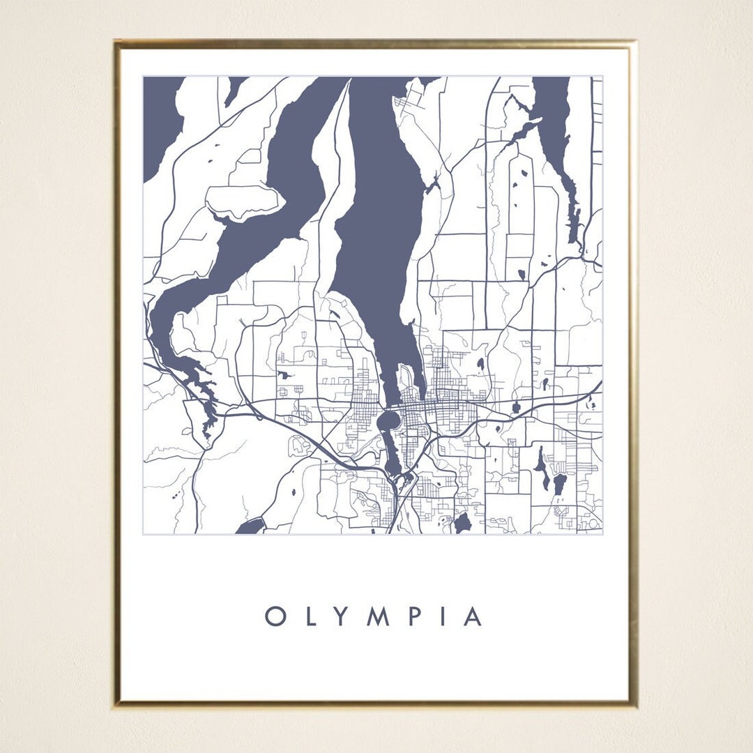 Greater OLYMPIA Map Street Map WASHINGTON City Map Drawing Etsy