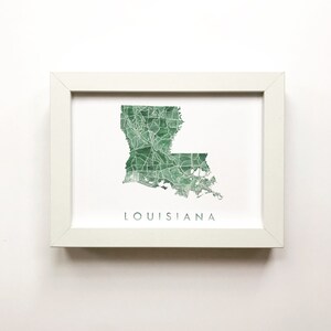 Carte d'état aquarelle de la LOUISIANE (impression d'art) Personnalisez votre ville Ville Maison Famille Mariage Cadeau Anniversaire Déménagement Agent immobilier