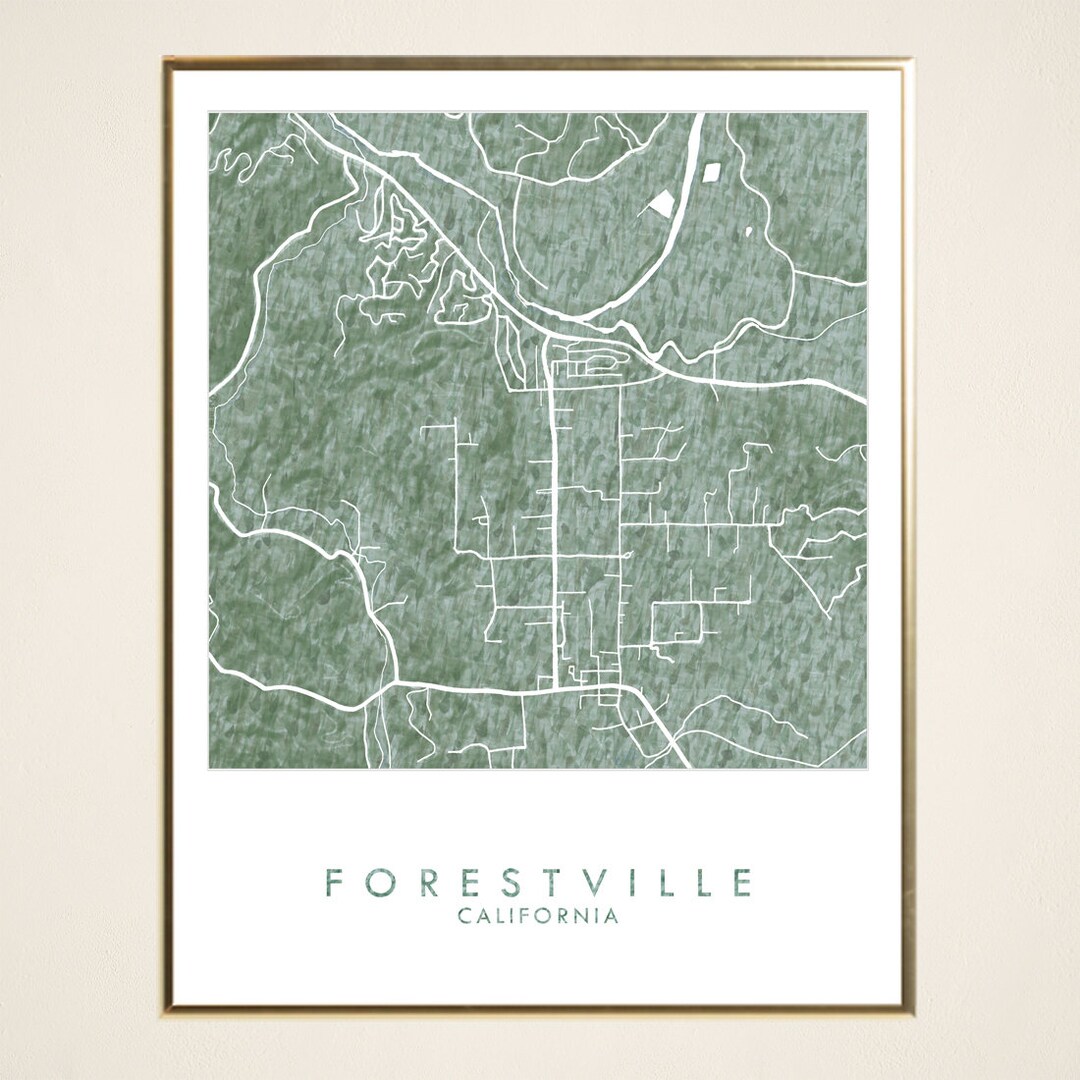 FORESTVILLE California Map Watercolor Wash City Map art Etsy