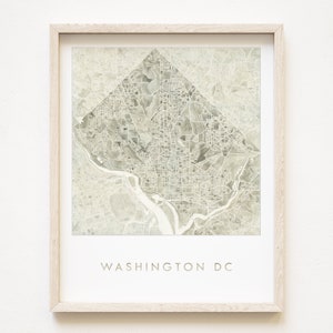 WASHINGTON DC Map Aquarell Druck City Block Plan (Kunstdruck) Hochzeitstag Makler Umzugsgeschenk Hauptstadt Distrikt Karte Wanddekor