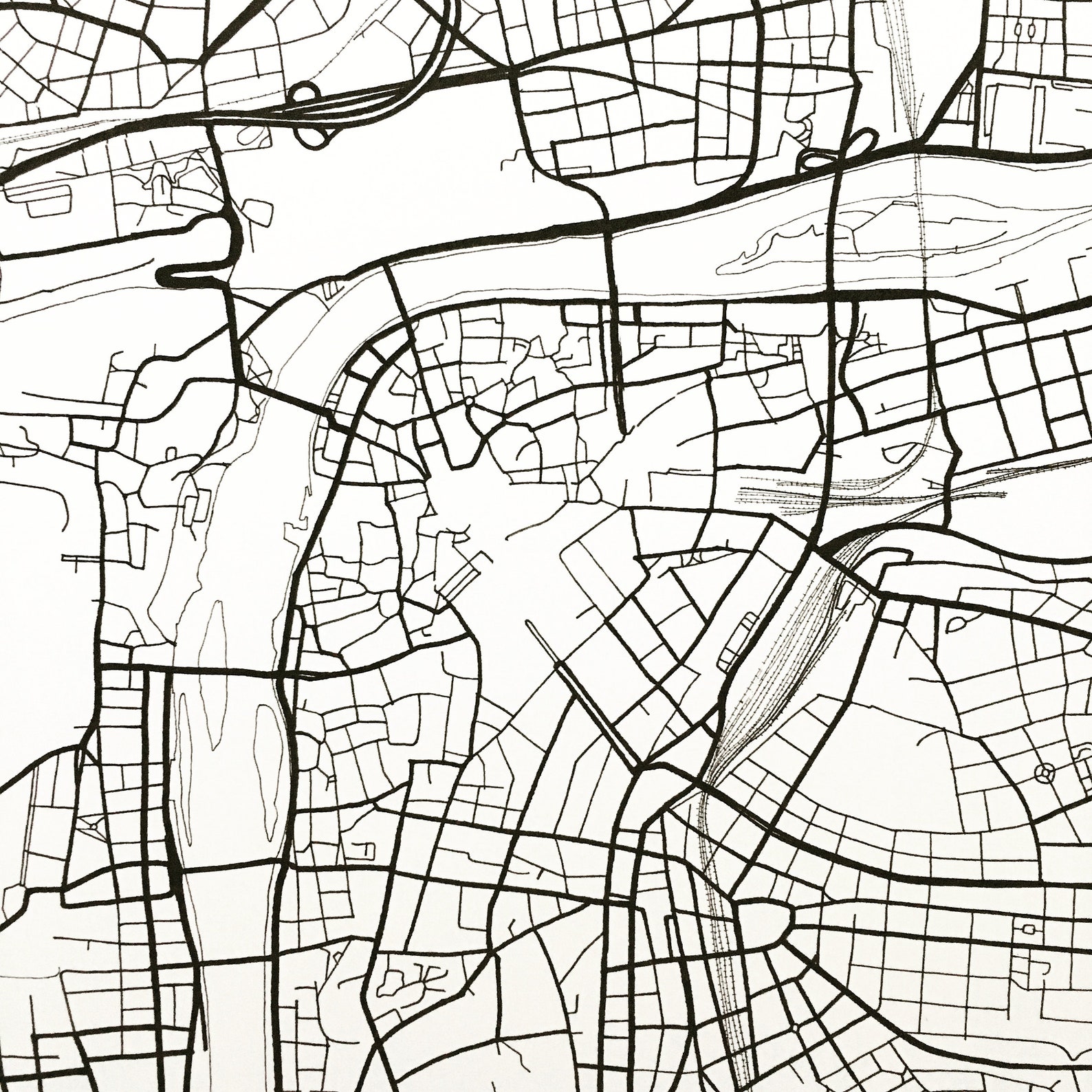 PRAGUE Map Hand Drawn Street Map CZECH REPUBLIC City Map Etsy
