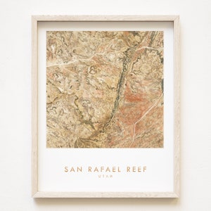 San Rafael Reef UTAH Hand geschilderde topografische aquarel kaart (Art Print) Trail Hiker Canyon Mountain zuidelijke Utah bruiloft avonturier kaart