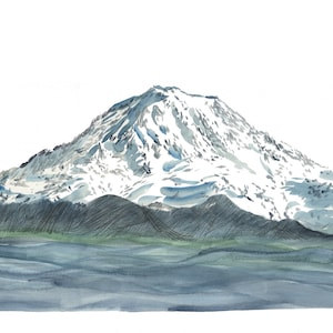 Mount Rainier MOUNTAIN Abstract Painting WASHINGTON (Art Print) Wall Art Adventure Home Decor Hiker Nature Lover Graduation Wedding Gift