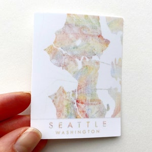 Pegatina de mapa de acuarela del orgullo del arcoíris de SEATTLE, mapa de la ciudad de Washington PNW, plano de bloques, portátil, botella de agua, recuerdo de boda, regalo de mudanza de graduación