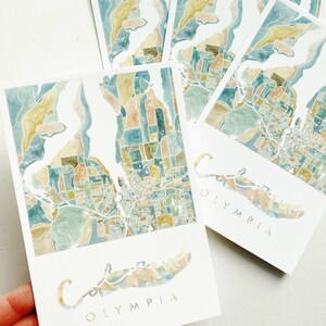 ColorFULL OLYMPIA Aquarela Mapa Padrão CARTÃO POSTAL Mapa da cidade de Washington Favor de casamento Ganhos Corretor de imóveis Graduação Presente em movimento amigo por correspondência