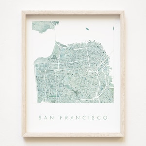 SAN FRANCISCO Aquarell Karte Druck KALIFORNIEN Stadtplan (Kunstdruck) Hochzeit Geschenk Hochzeit Jahrestag Dekoration pazifischer Bay Region