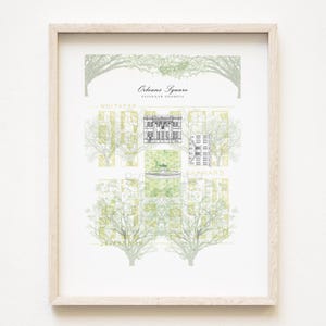 ORLEANS Square SAVANNAH Landkarte Nr. 9 (Kunstdruck) Historischer Stadtplan Architektur Savannah Hochzeit Abschluss Realtor Jubiläum Geschenk Georgia