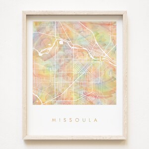 MISSOULA fierté arc-en-ciel carte aquarelle amour queer liberté carte MONTANA impression plan d'îlot (impression d'art) anniversaire de mariage cadeau agent immobilier