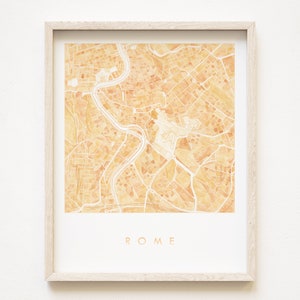 Carte de ROME, impression de carte aquarelle peinte à la main ITALIE Plan d'îlot (impression d'art) Anniversaire de mariage Cadeau de remise des diplômes Art de voyage italien européen