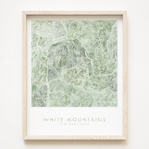 WHITE MOUNTAINS Map Topographische Landkarte Aquarell (Kunstdruck) New Hampshire Gipfel Wanderer Geschenk Outdoor Map Wall Abenteuer Dekor Hochzeit Graduierung Geschenk